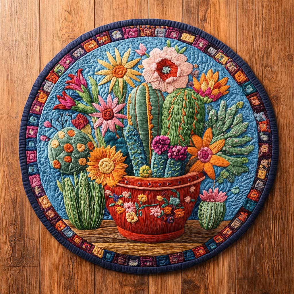 Cactus Serenity WN0505034CL Quilted Round Mat