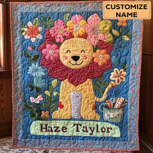 Peekaboo Lion WN2407057CL Personalized Baby Quilt
