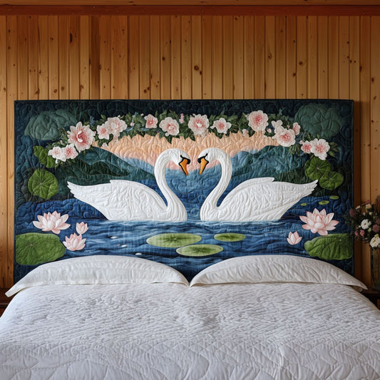 Harmony Lake Swans KL2512007CL Quilted Headboard Slipcover