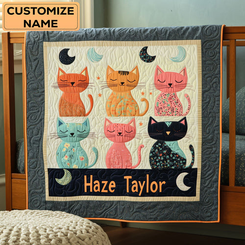 Cat And Moonlight WN2407016CL Personalized Baby Quilt