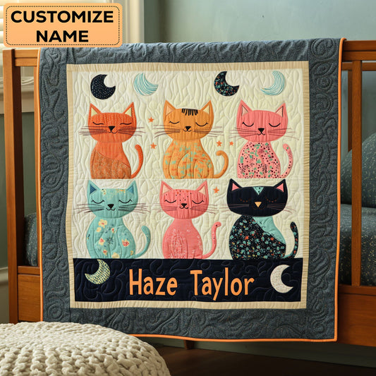 Cat And Moonlight WN2407016CL Personalized Baby Quilt