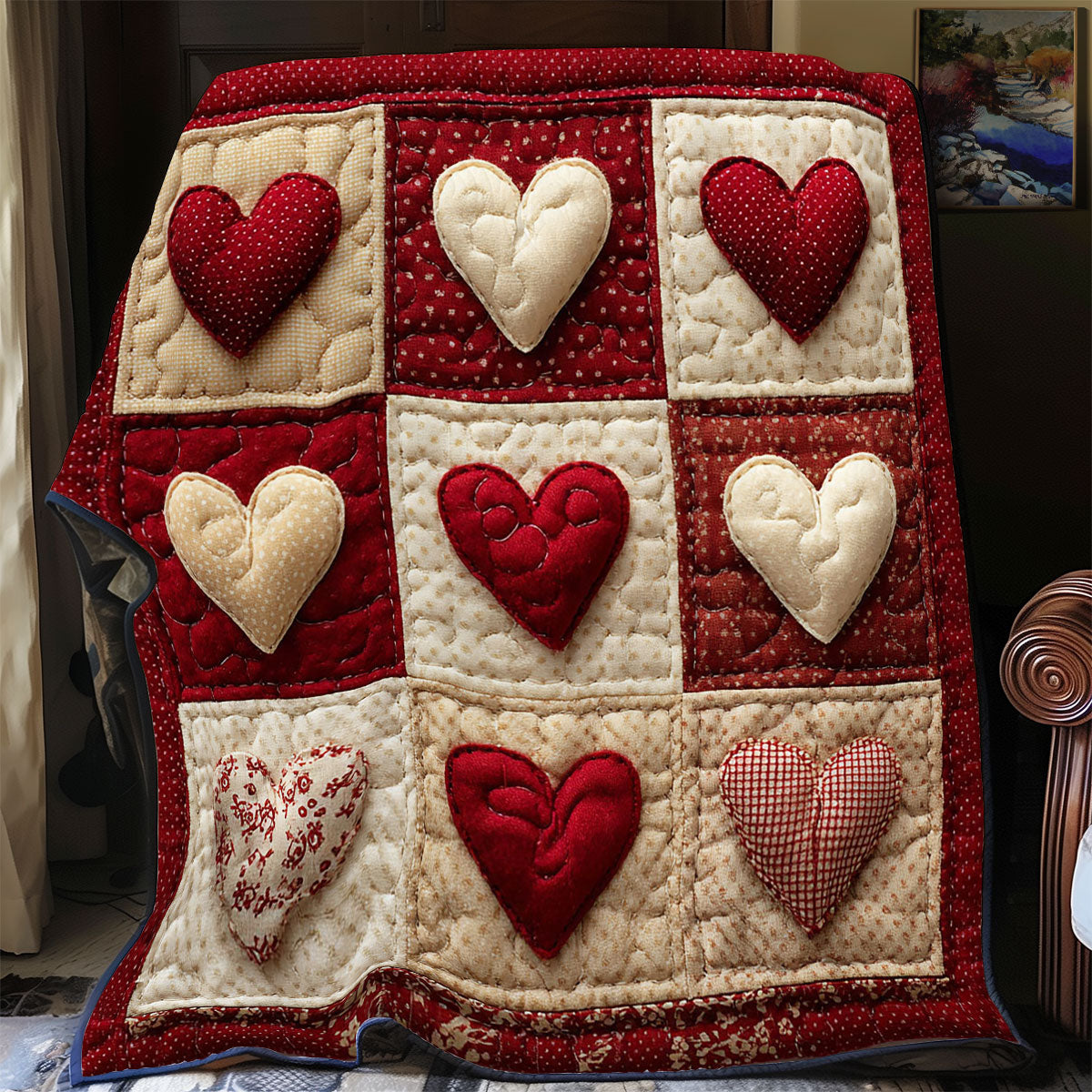 Stitched Hearts CP1201101CL Quilt