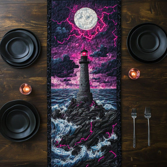 Pink Thunder Lighthouse WY3105039CL Quilted Table Runner