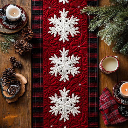 Ruby Snowflake Dance WN1107049CL Quilted Table Runner