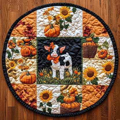 Harvest Cow WY2108020CL Quilted Round Mat