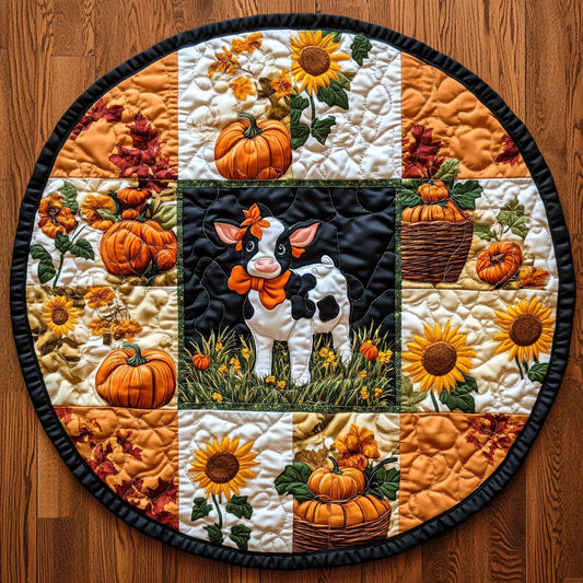 Harvest Cow WY2108020CL Quilted Round Mat
