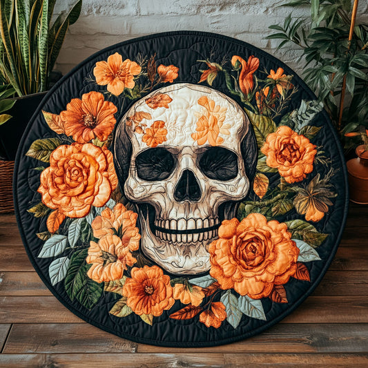 Skull Bloom CW1505142CL Quilted Round Mat