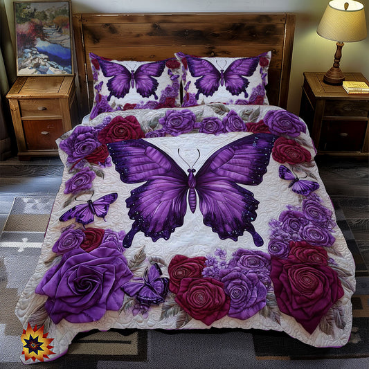 Purple Flower Wreath Butterfly WY09120066CL Duvet Cover Set