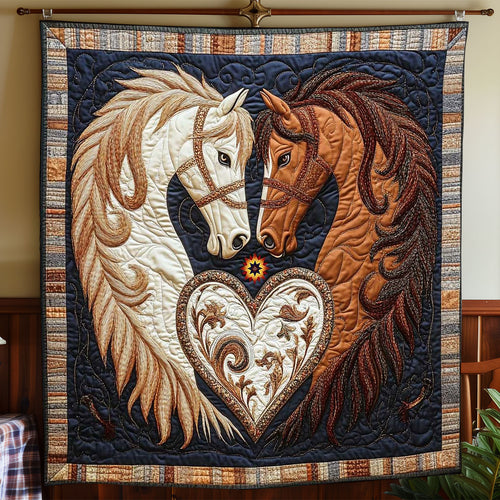 Valentine Couple Horse WP1112007CL Quilt