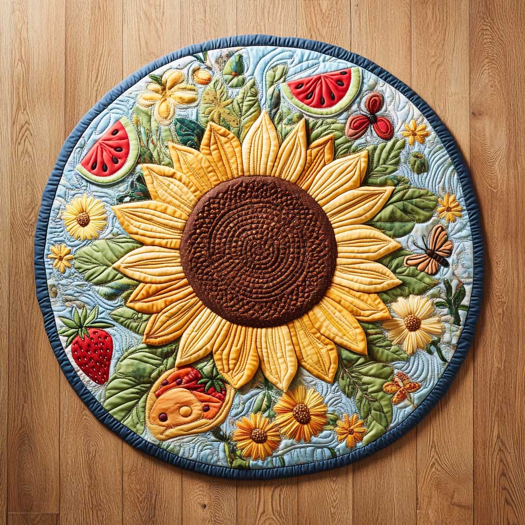 Sunflowers Bloom CQ1505016CL Quilted Round Mat