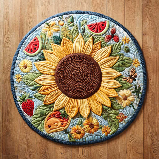 Sunflowers Bloom CQ1505016CL Quilted Round Mat
