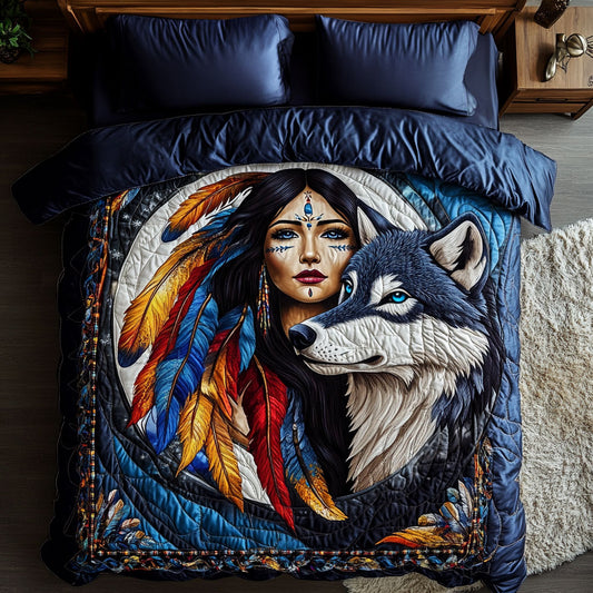 Hunter’s Moon Wolf And Woman WN0908042CL Duvet Cover Set