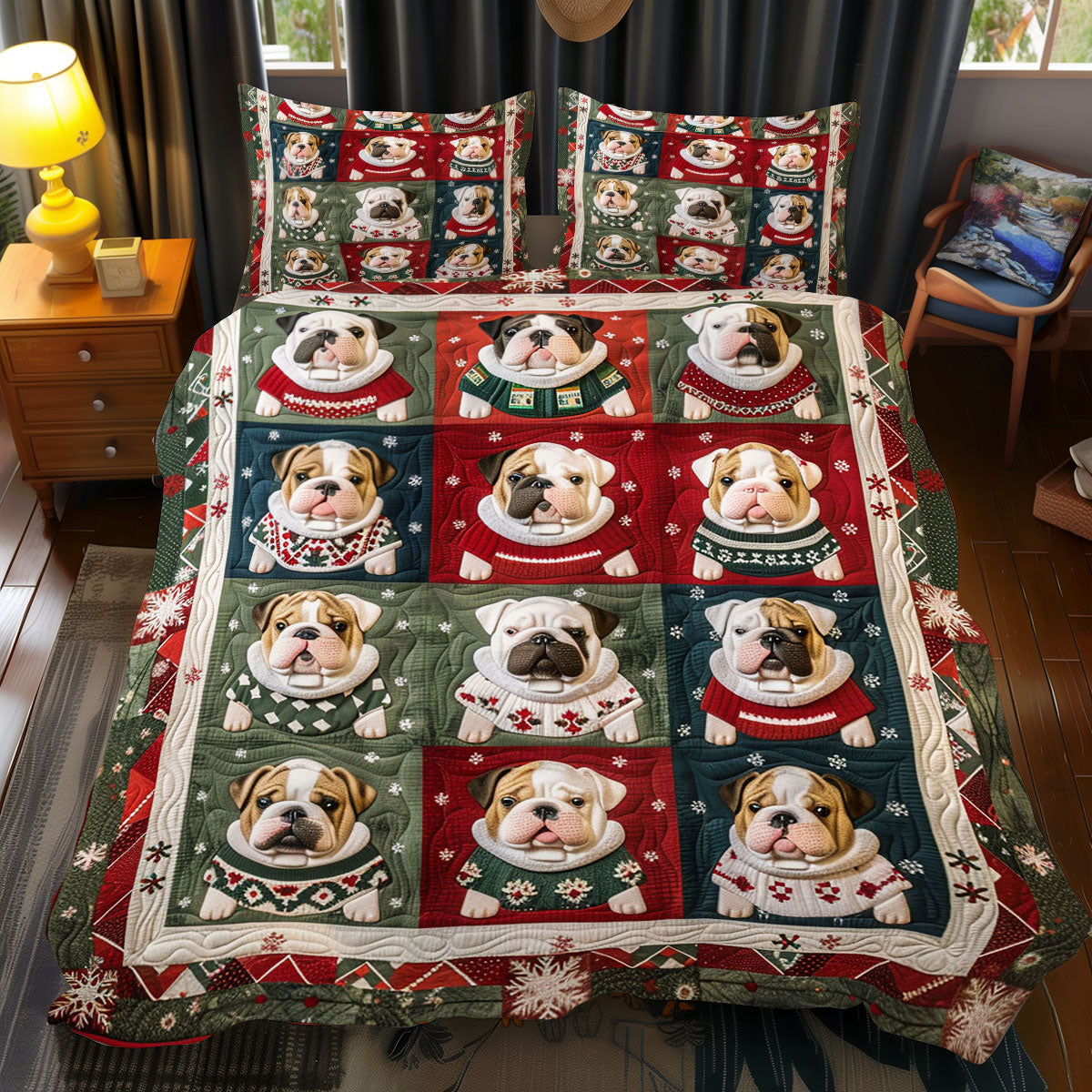 Christmas Baby Bulldog WJ0512043CL Duvet Cover Set