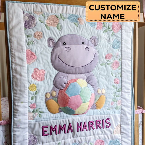 Hippo Dream CW2407009CL Personalized Baby Quilt