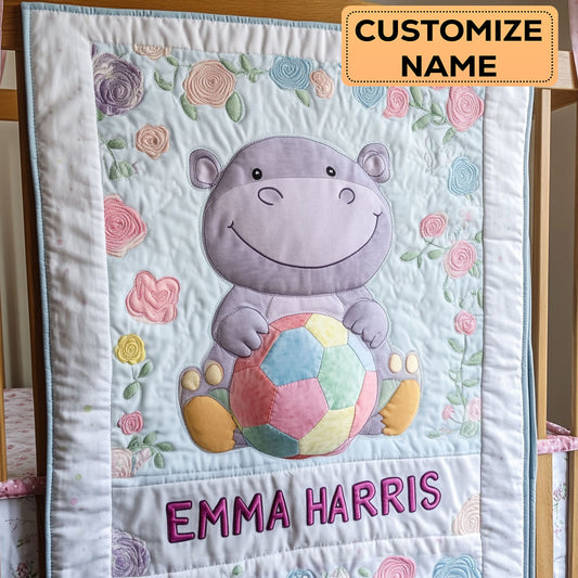 Hippo Dream CW2407009CL Personalized Baby Quilt