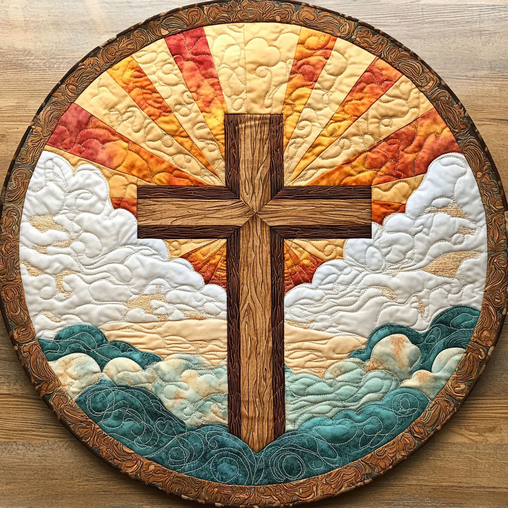 Faithful Cross WN2508043CL Quilted Round Mat