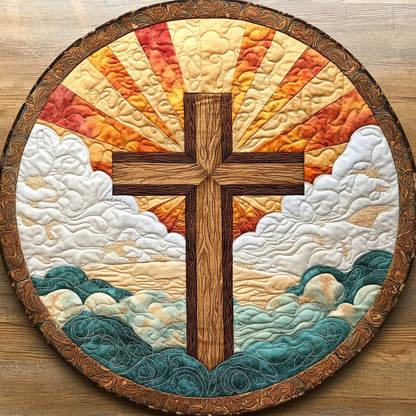 Faithful Cross WN2508043CL Quilted Round Mat