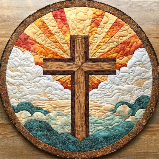 Faithful Cross WN2508043CL Quilted Round Mat