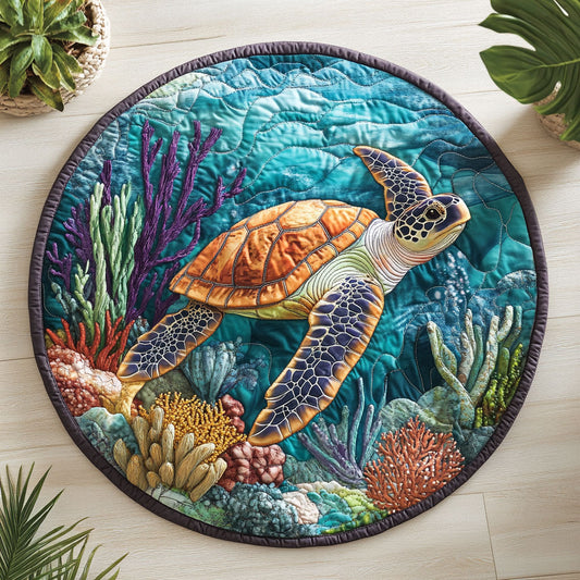 Sea Turtle CW0606048CL Quilted Round Mat
