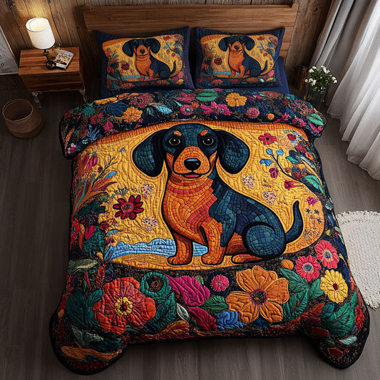 Dachshund Flower Portrait WY2006014CL Duvet Cover Set