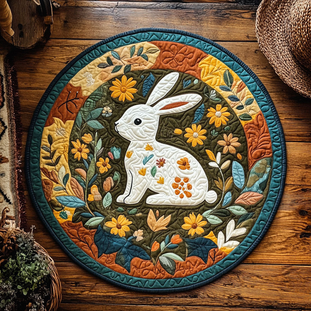 Harvest Bunny WY2907073CL Quilted Round Mat