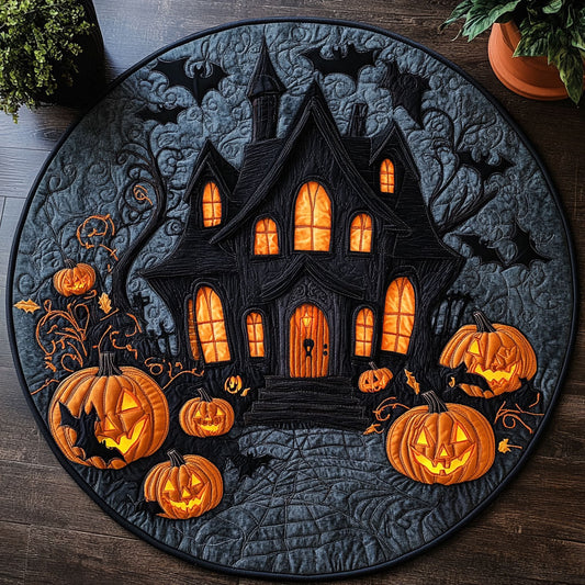 Haunted House CW1007025CL Quilted Round Mat