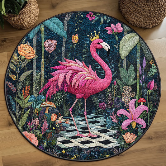 Floral Flamingo Realm WP2003079CL Quilted Round Mat