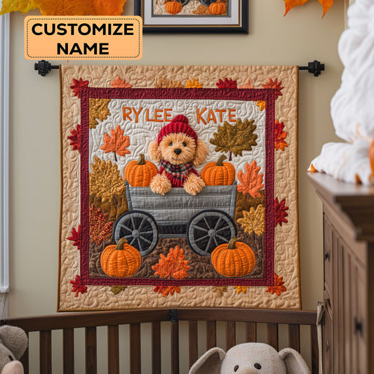 Autumn Hayride Puppy WY2907042CL Personalized Baby Quilt