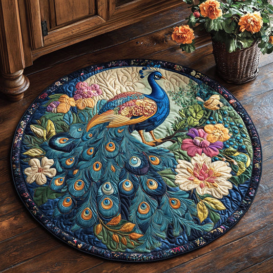 Beautiful Peacock CW1507004CL Quilted Round Mat