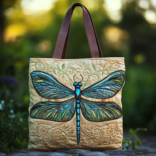 Shimmer Dragonfly WN2209071CL Quilted Tote Bag