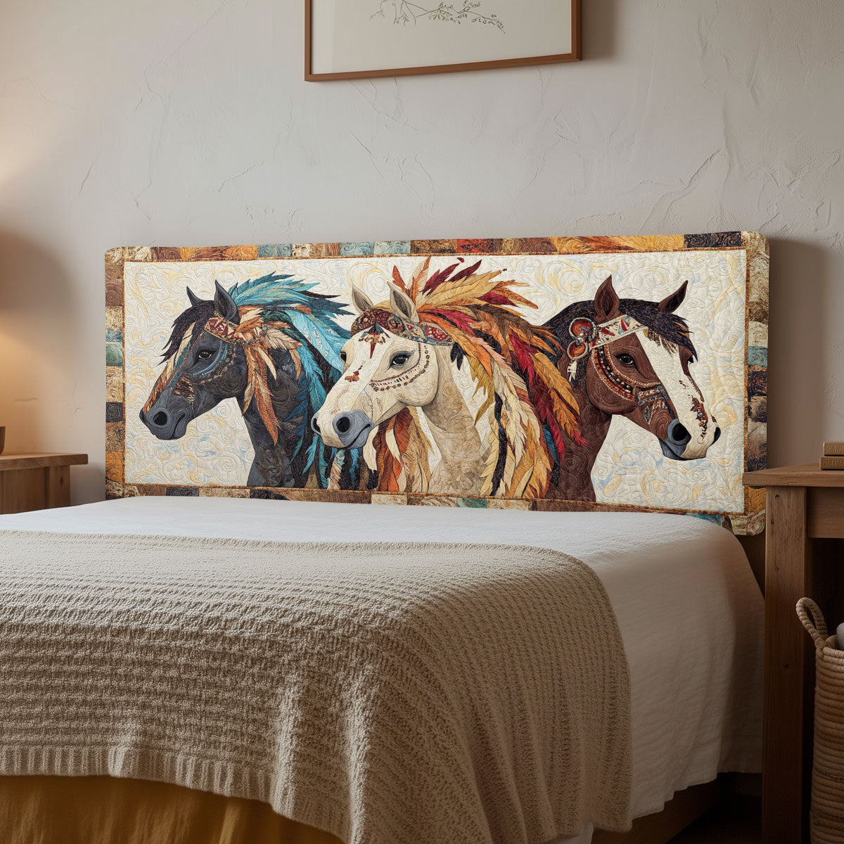 Native American Horse CW2912018CL Quilted Headboard Slipcover