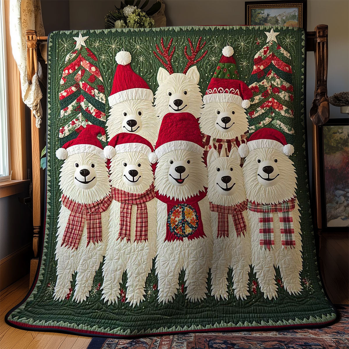 Merry Samoyed Christmas WN3110050CL Quilt