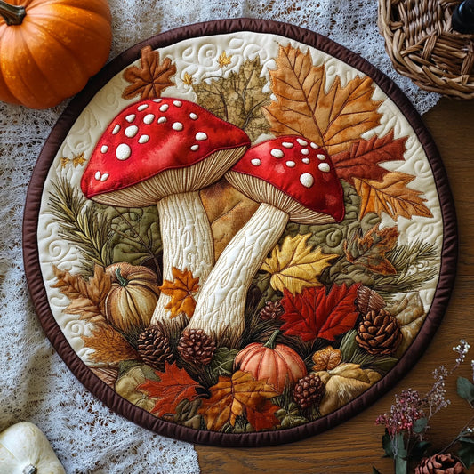 Mushroom Autumn WX2804041CL Quilted Round Mat