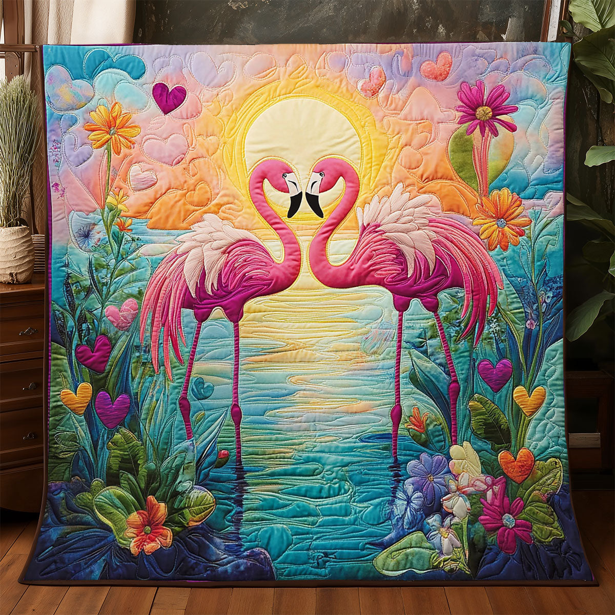 Glowing Flamingo WJ1004006CL Quilt