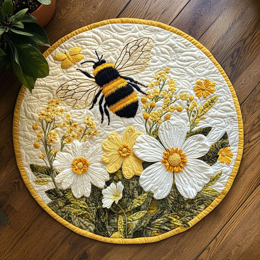 Floral Bee CW0805010CL Quilted Round Mat