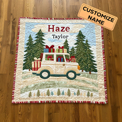 Christmas Car Ride WN0108009CL Personalized Baby Quilt