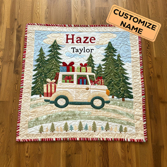 Christmas Car Ride WN0108009CL Personalized Baby Quilt