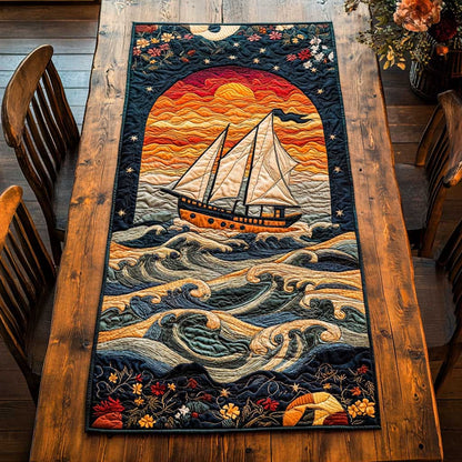 Boat At Sea WN2304034CL Quilted Table Runner