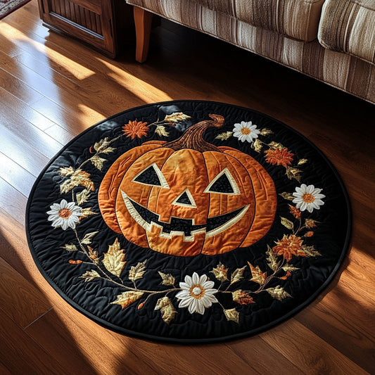 Daisy Halloween Pumpkin WY1508102CL Quilted Round Mat