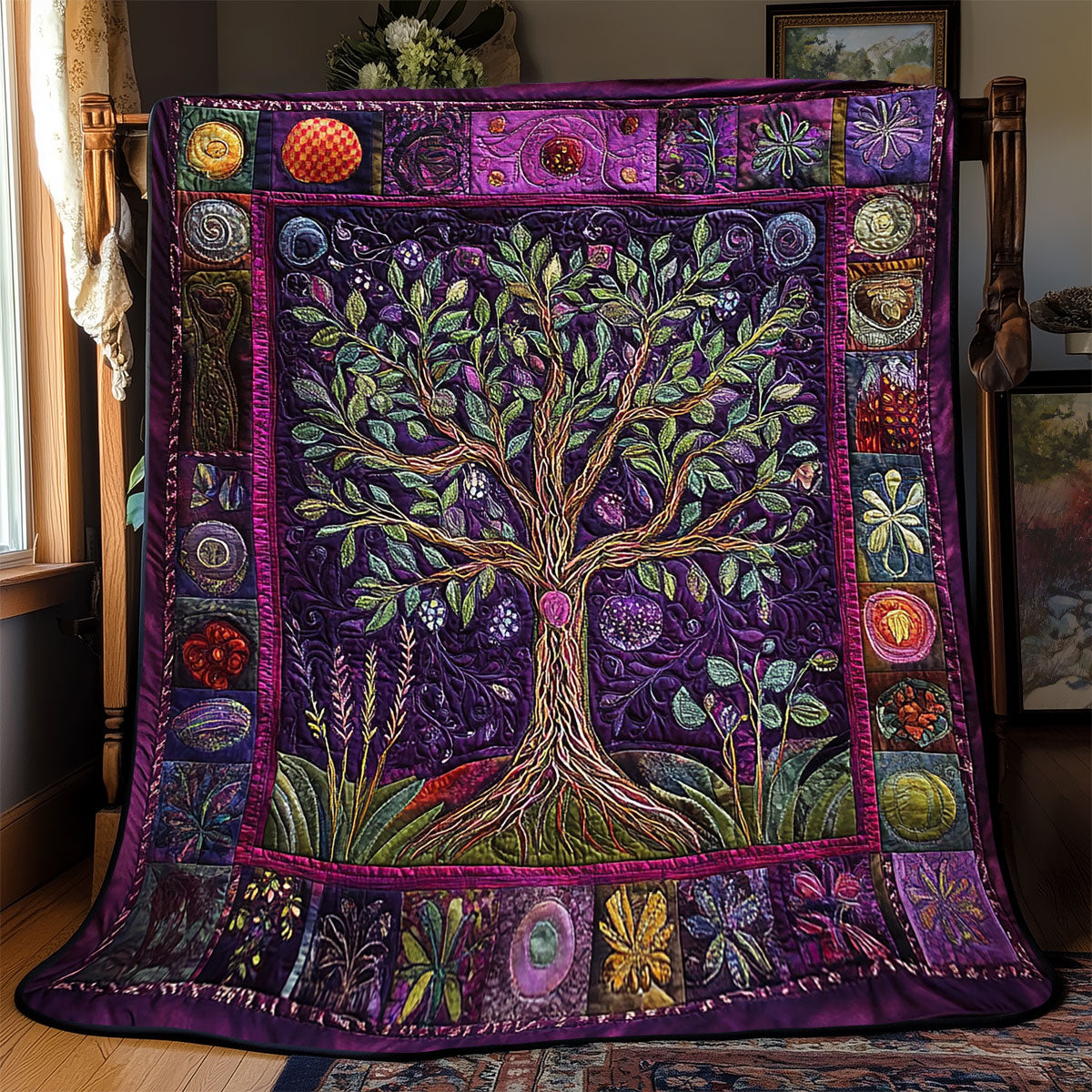 Purple Tree Of Life WX2201040CL Quilt