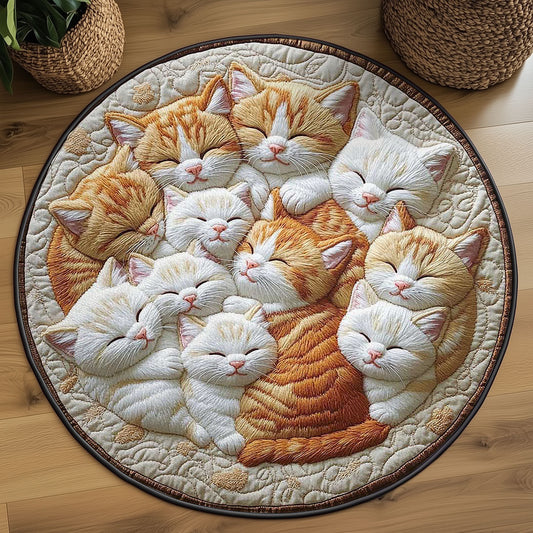 Purring Cat WN2203079CL Quilted Round Mat
