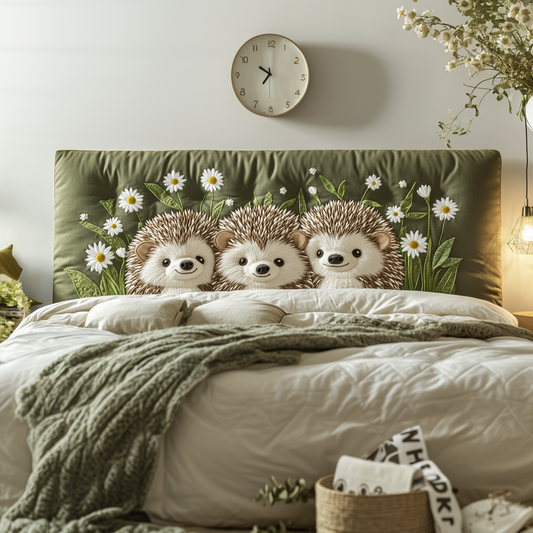 Hedgehog And Daisies XR1712007CL Quilted Headboard Slipcover