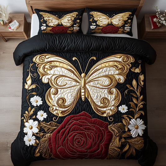 Butterfly In Red Rose WY0602005CL Duvet Cover Set