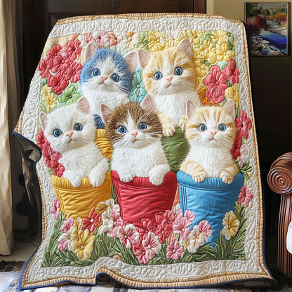 Floral Pot Kittens CW1707019CL Quilt