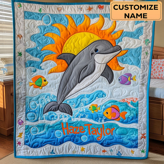 Dolphin Splash WN2907041CL Personalized Baby Quilt