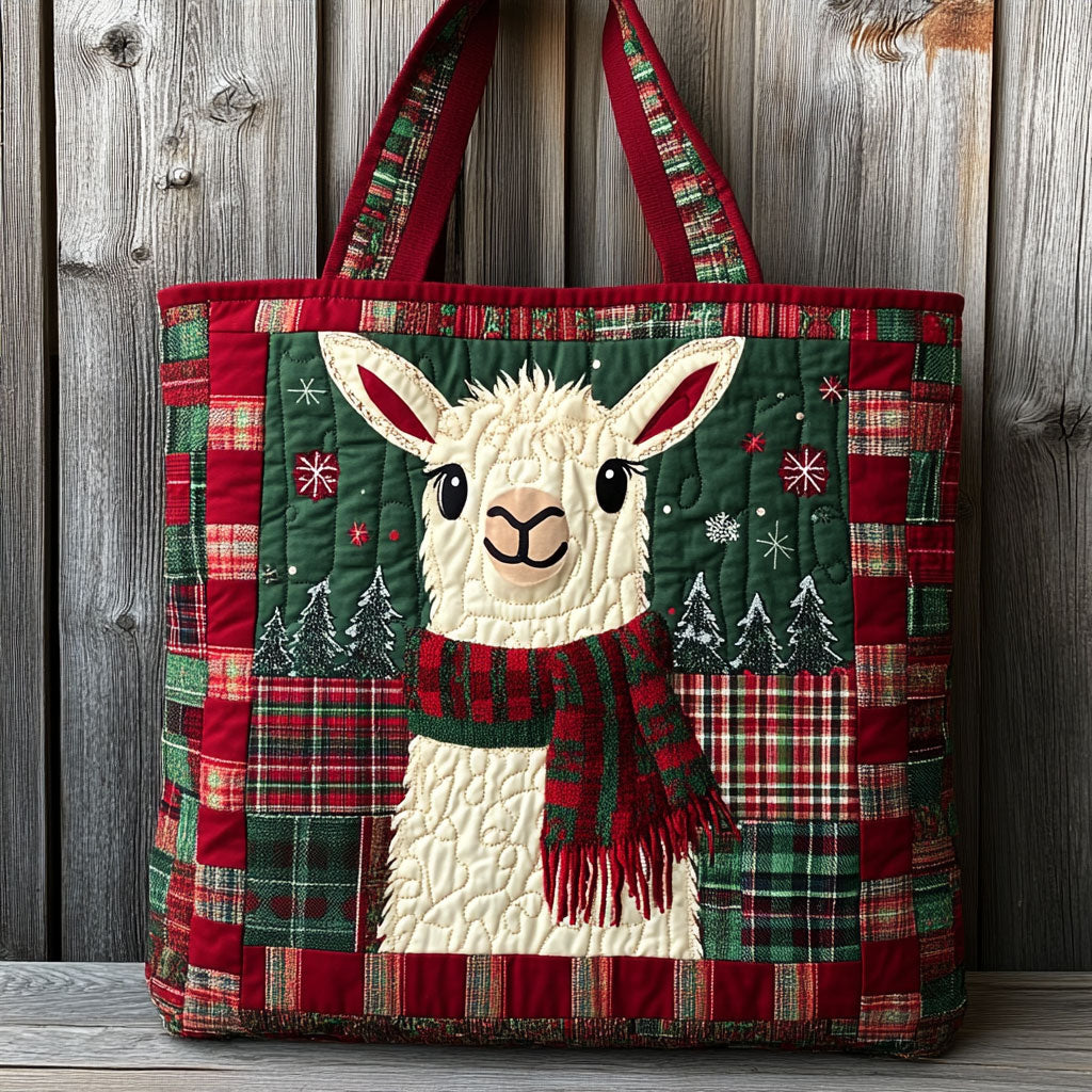 Llama Winter Joy WN1711055CL Quilted Tote Bag