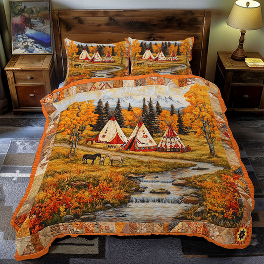 Native American Autumn Village WY1312052CL Duvet Cover Set