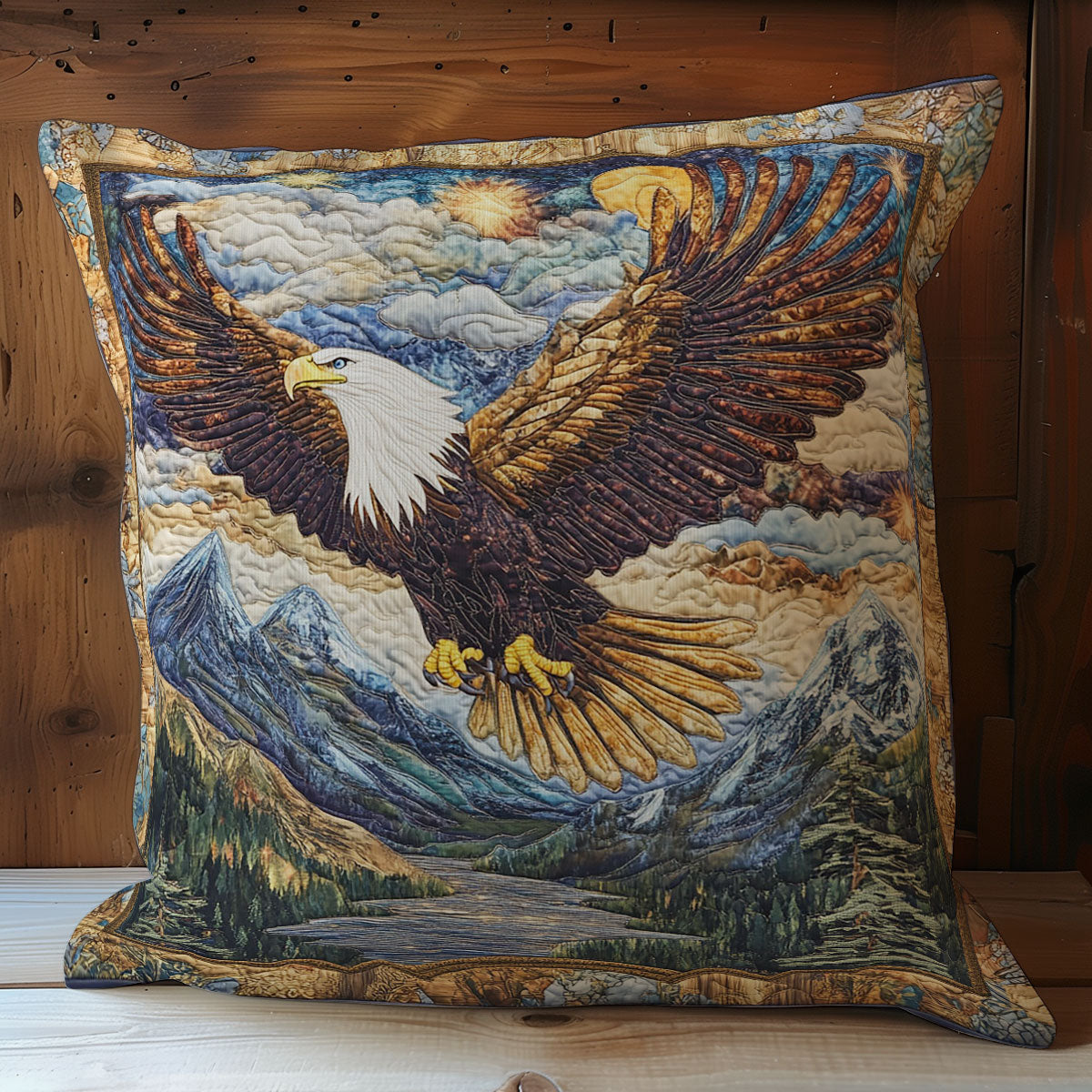 Majestic Eagle In Forest WY1102100CL Quilt Pillow Case