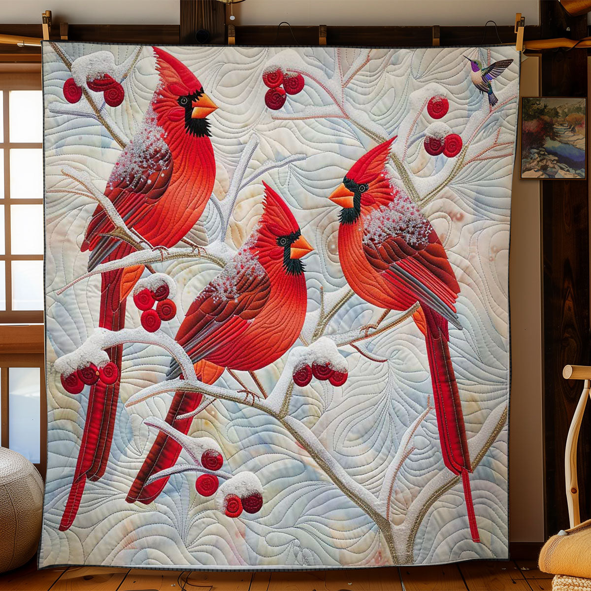 Snowy Cardinal Blessings WN1810006CL Quilt