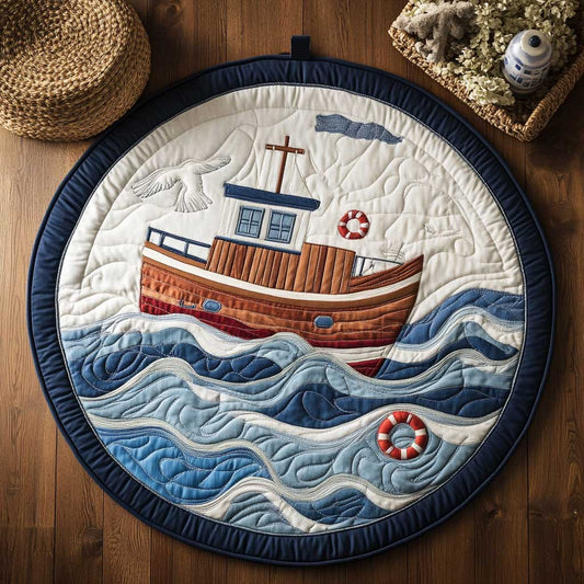 Ocean Boat WN2103031CL Quilted Round Mat